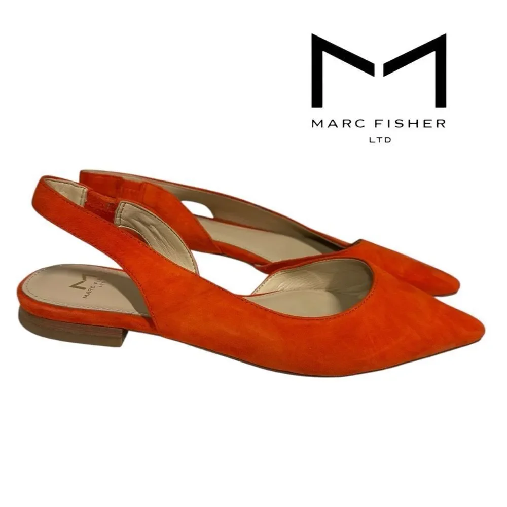 Marc Fisher Women's Suede Leather Orange Slingback Sandals 6